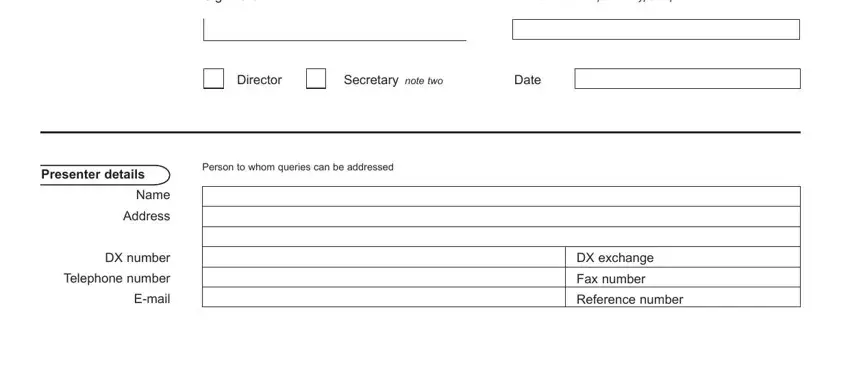 Form B2 officer certification section