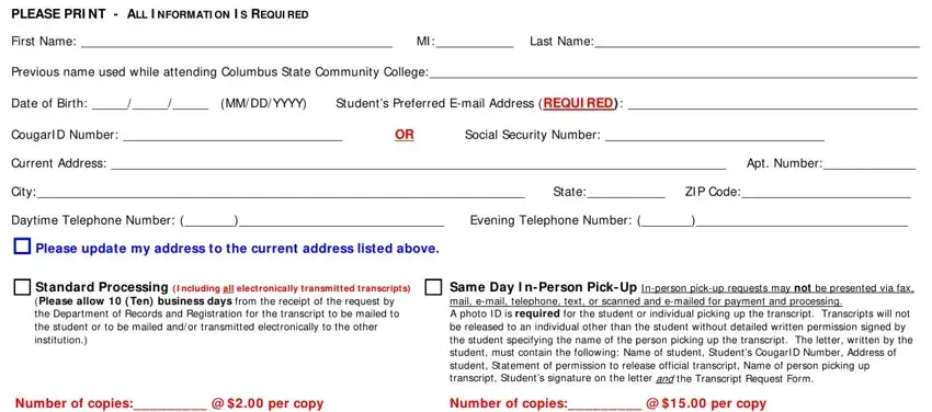 CSCC Transcript Request Form - Fill Out PDF Online