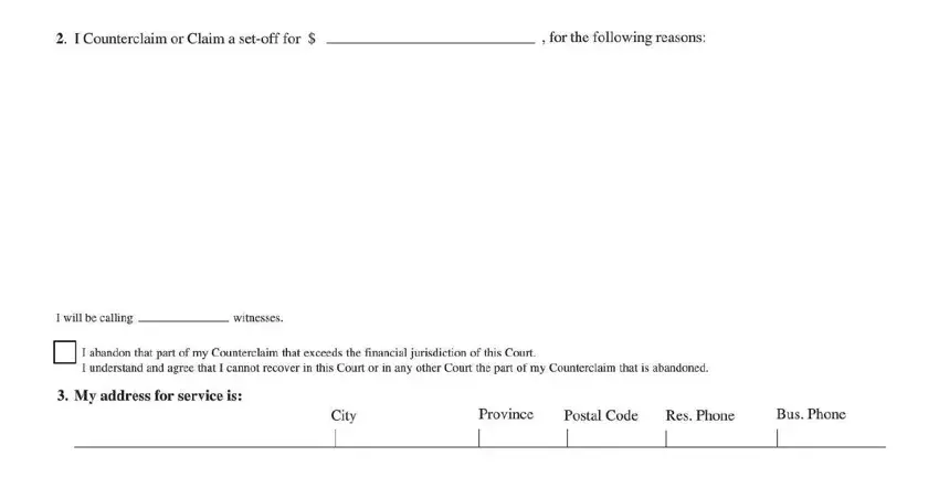 Completing section 2 of dispute note