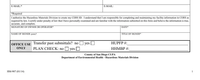 Completing part 2 in Cupa Form Hm 907