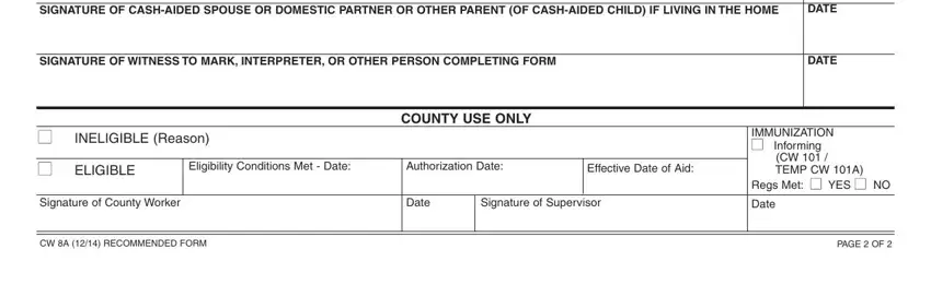 Step 5 of filling in the CW 8A California child aid form