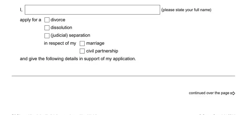 Part number 1 in filling out divorce papers