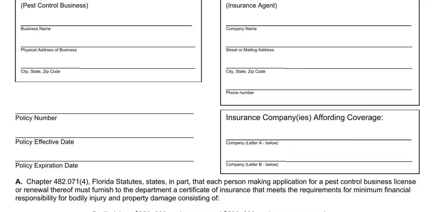 DACS-13616 form completion process - part 1 showing the general liability fields