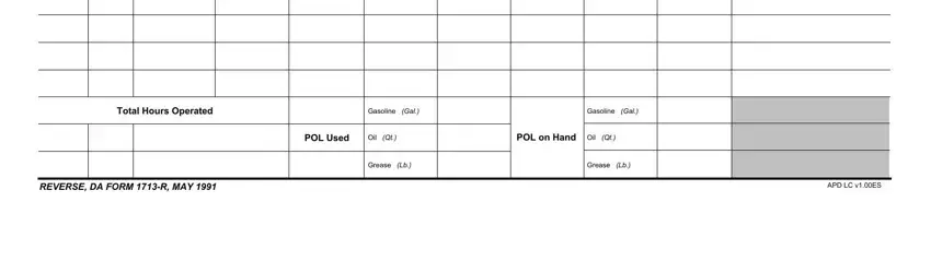 Filling out part 4 in da 1713 daily