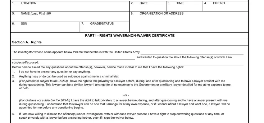 DA Form 3881 - Rights Warning Procedure - Fill Out PDF