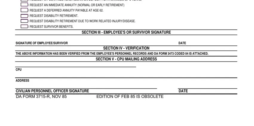 Step 2 for completing da form 3715 r