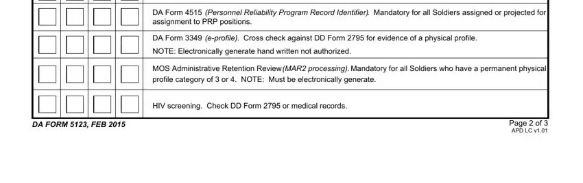 Deployment readiness section of the Army processing checklist