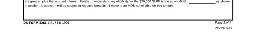 DA FORM R FEB, b A maximum of  during my, and Page  of in 5261 4 r