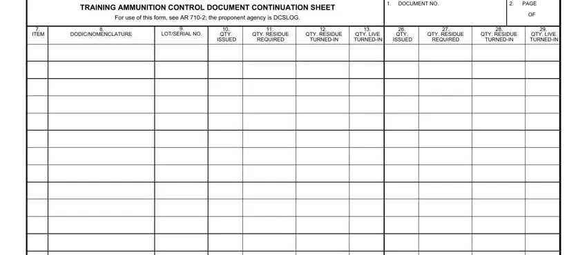 Filling in segment 1 in DCSLOG