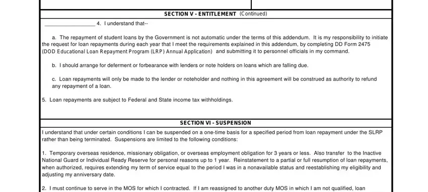 SECTION VI  SUSPENSION, the request for loan repayments, and c Loan repayments will only be in 5261 4 r