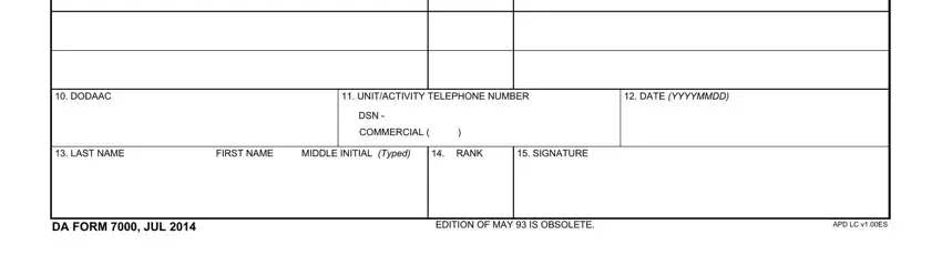Completing part 2 of da form 7000