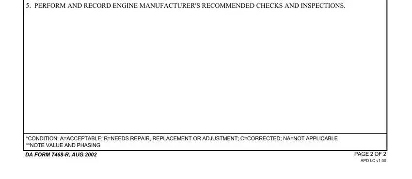 Tips to complete DA Form 7468-R portion 5