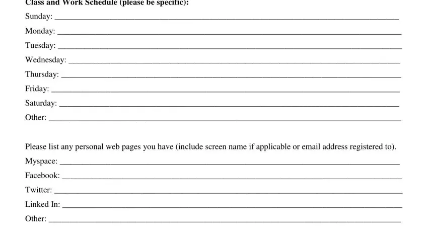Monday, Friday, and Please list any personal web pages of and editable dance class application forms