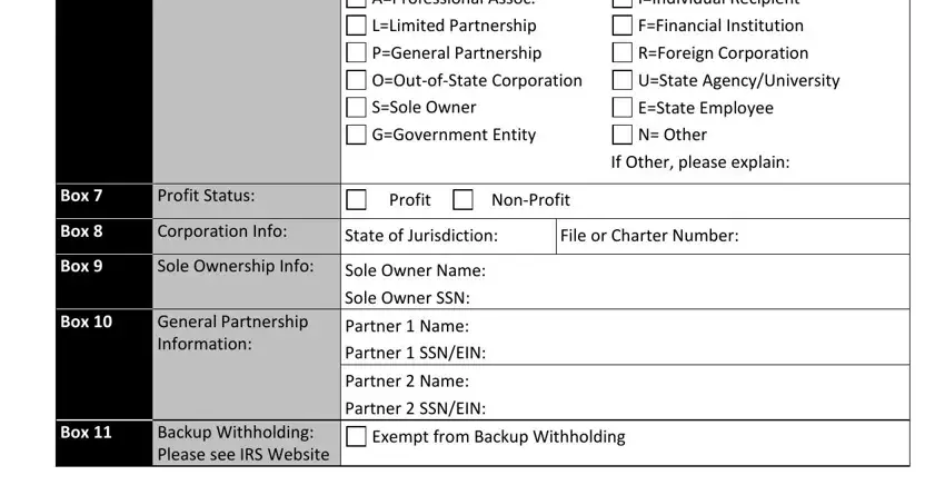 Completing the business classification section