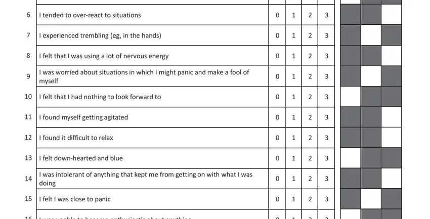Stage number 2 in filling out dass 21 pdf black dog