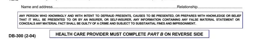 Writing part 3 in form db 300 ny state disability application