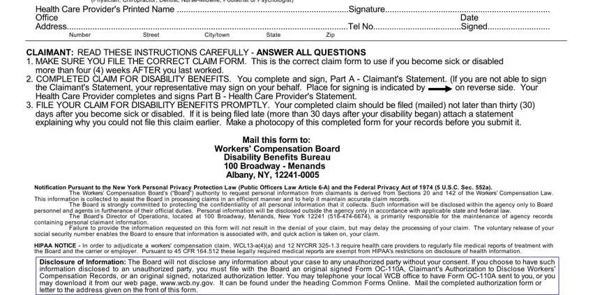 Disclosure of Information The, The Board is strongly committed to, and CLAIMANT READ THESE INSTRUCTIONS of form db 300 ny state disability application