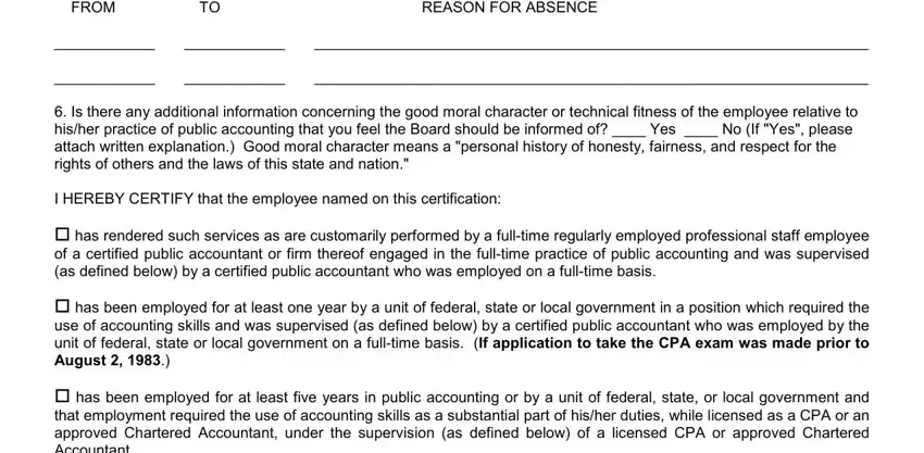 Supervisor completing Section B of the DBPR CPA 32
