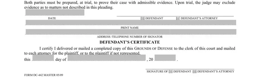 Completing part 3 in grounds defense