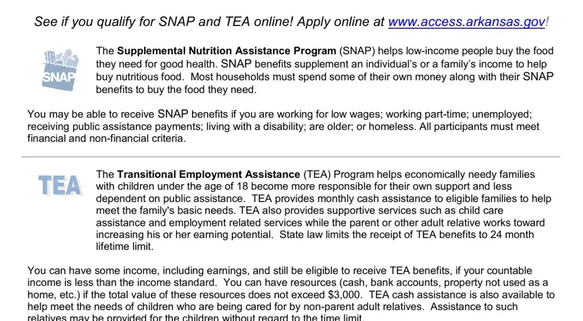 Filling out section 1 in ar application snap get