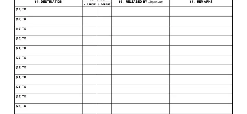 a ARRIVE b DEPART, TIM E, and RELEASED BY Signature inside dispatch form 1