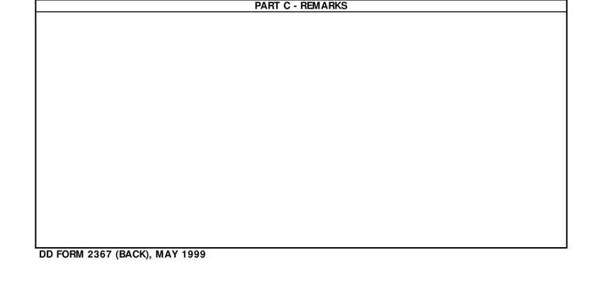 DD FORM  BACK MAY, PART C  REMARKS, and PART C  REMARKS of dd form 2367 fillable