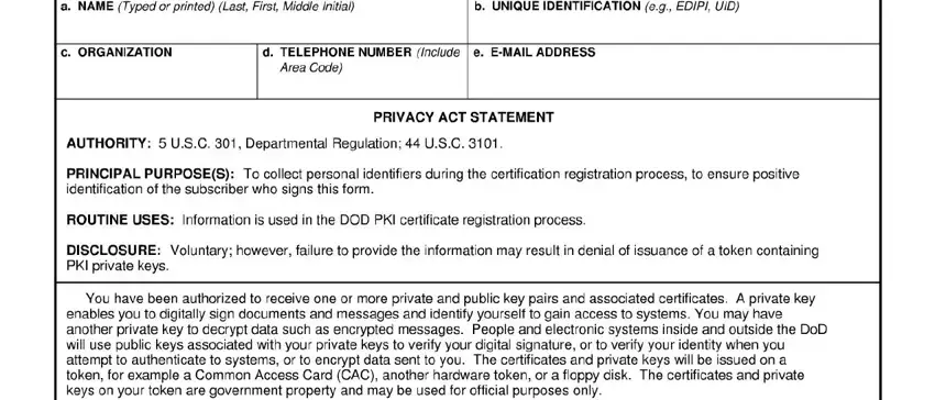 Filling in part 1 of form certificate acceptance