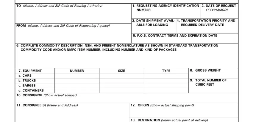 Completing section 1 of the routing request pdf – agency and routing authority fields