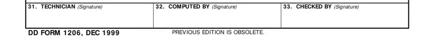 DD FORM  DEC, CHECKED BY Signature, and TECHNICIAN Signature inside af form 1206