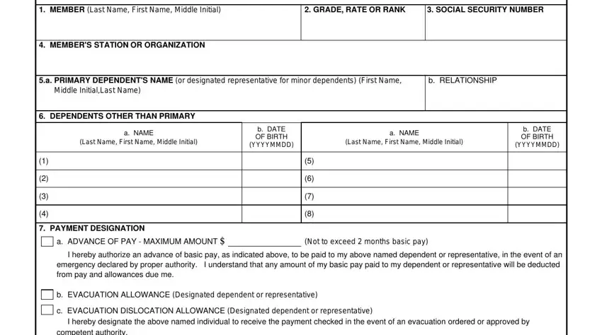 Step number 1 of filling out form emergency authorization