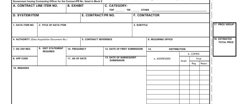 Filling out part 1 of dd form 1423