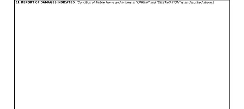 Report of damages section in DD Form 1800