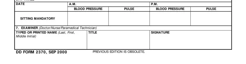 Examiner information and signature section