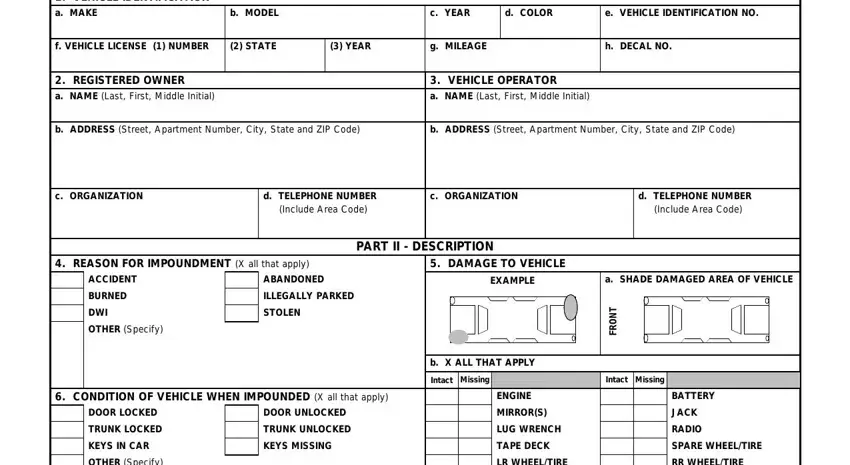 Completing segment 1 of impoundment form