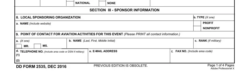 Filling in segment 3 of the DD 2535 document