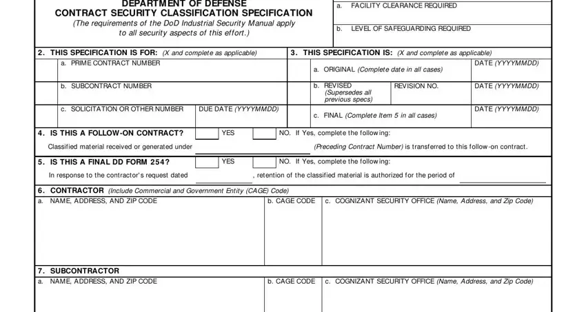 dd254 form 2020 completion process shown (part 1)