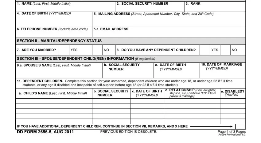 Stage # 1 in submitting da form 2656 5