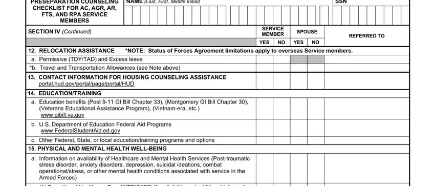 Final section of the DD-2648 pre-separation checklist