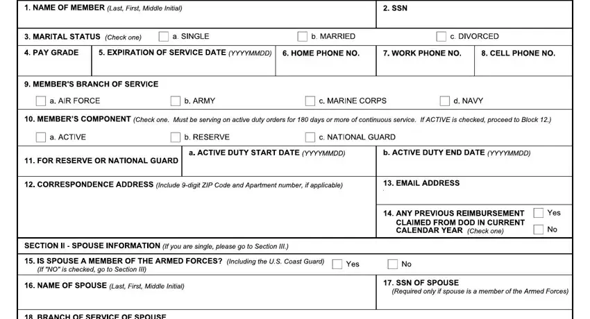 Writing section 1 in dd form request get
