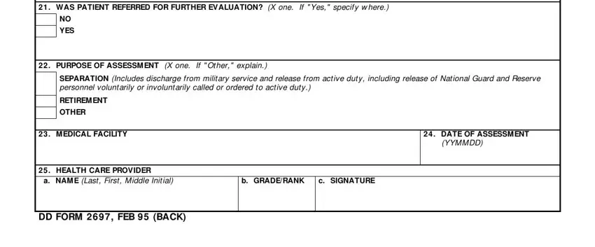 b GRADERANK, SEPARATION Includes discharge from, and OTHER inside report of medical assessment