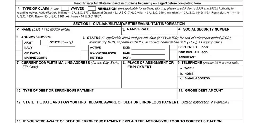 Filling in part 1 in form 2789