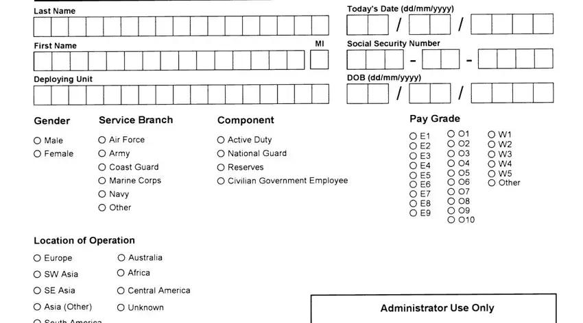Part number 1 for completing dd 2795 pre deployment health assessment