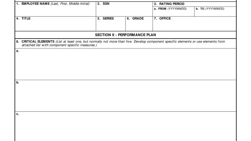 Employee performance plan agreement and signature section
