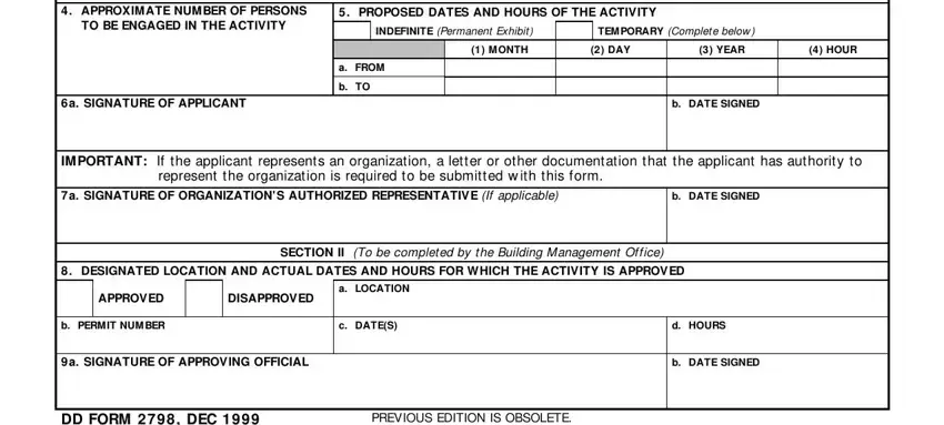 Completing section 2 of DD Form 2798