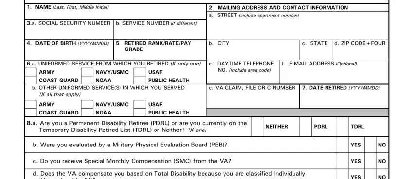 Filling in part 1 of crsc application no download needed