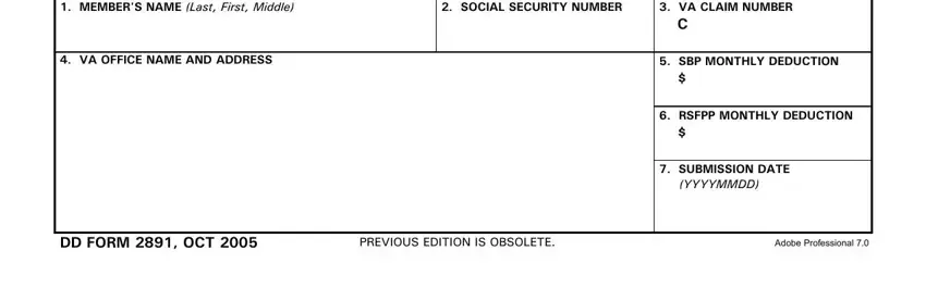 VA CLAIM NUMBER C, SUBMISSION DATE YYYYMMDD, and PREVIOUS EDITION IS OBSOLETE Adobe of dd form 2891 fillable