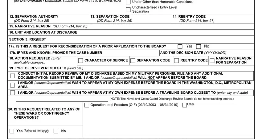Step # 2 for completing form 293 military
