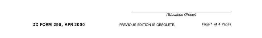 Entering Education Officer review fields and previous edition reference in DD Form 295