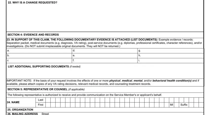 Filling out part 4 of form 293 military