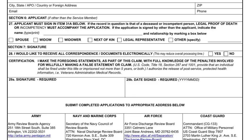 Filling in segment 5 in form 293 military